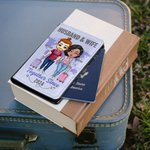 Personalized Solid Color Map Husband & Wife Together Since Years Passport Cover Valentine's Day Gift for Couple Friend