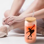 Verre personnalisé Dance Ballerina Silhouette 20oz avec couvercle en bambou et paille Cadeau d'anniversaire pour elle
