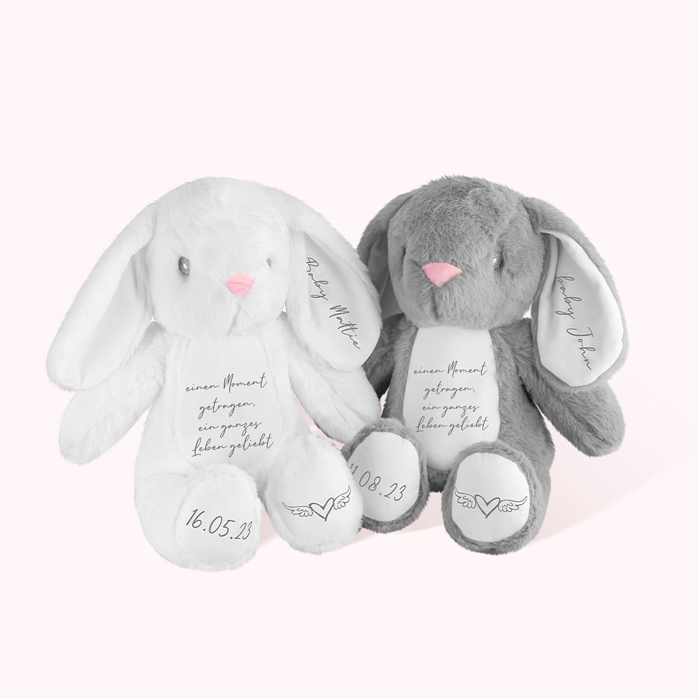 Personalisierter Niedlicher Kuschelhase zur Erinnerung Trösterplüschtier für Sternenkinder Engel-Baby und Gedenkmomente Fehlgeburt Gedenkgeschenk