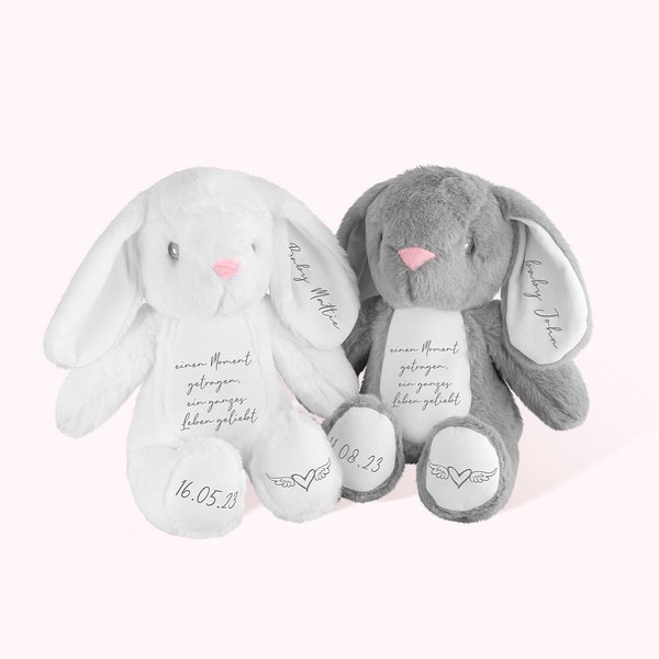 Personalisierter Niedlicher Kuschelhase zur Erinnerung Trösterplüschtier für Sternenkinder Engel-Baby und Gedenkmomente Fehlgeburt Gedenkgeschenk