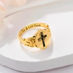 Henkilökohtainen Risti Syntymä Kukkakimppu Signet Ring Anna mennä ja anna Jumalan sormus Kristillinen kaiverrettu Korut Baptismal Äitienpäivä lahja na