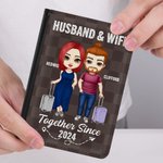 Personalizado Juntos desde hace muchos años Funda de pasaporte a cuadros Regalo de viaje de San Valentín para parejas