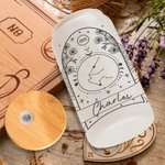 Verre personnalisé Horoscope du Zodiaque Tasse à café florale 20oz avec couvercle en bambou et paille Cadeau d'anniversaire pour l'amoureux de l'Horos