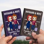Personalizado Juntos desde hace muchos años Funda de pasaporte a cuadros Regalo de viaje de San Valentín para parejas