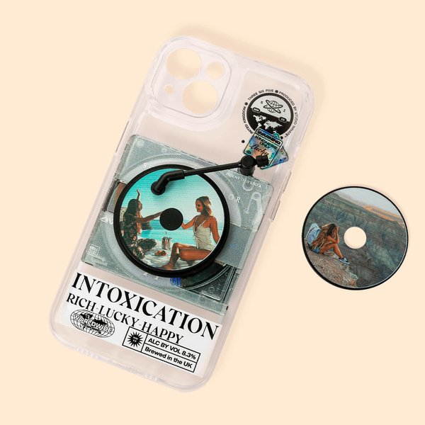 Foto personalizzata Custodia per iPhone con 2 dischi CD sostituibili Regalo di compleanno per gli amanti dei dischi musicali