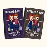 Personalizado Juntos desde hace muchos años Funda de pasaporte a cuadros Regalo de viaje de San Valentín para parejas