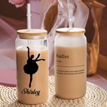 Verre personnalisé Dance Ballerina Silhouette 20oz avec couvercle en bambou et paille Cadeau d'anniversaire pour elle