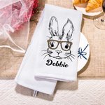 Toalla de cocina personalizada 100% algodón conejito Waffle Super Absorbente con nombre Regalo de Pascua para la familia