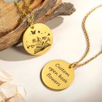 Grabado personalizado Libro Abierto Nacimiento Ramo de Flores Collar con Texto Joyería Minimalista Día del Profesor Cumpleaños Regalo para Mujer Amant