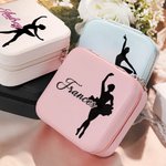 Boîte à bijoux en cuir personnalisée avec nom en paillettes Accessoire de voyage portable Cadeau d'anniversaire pour Ballerine Amoureux de la danse