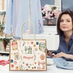 Gepersonaliseerde Naaithema Jute boodschappentas met naam Verjaardag Moederdag cadeau voor naailiefhebber