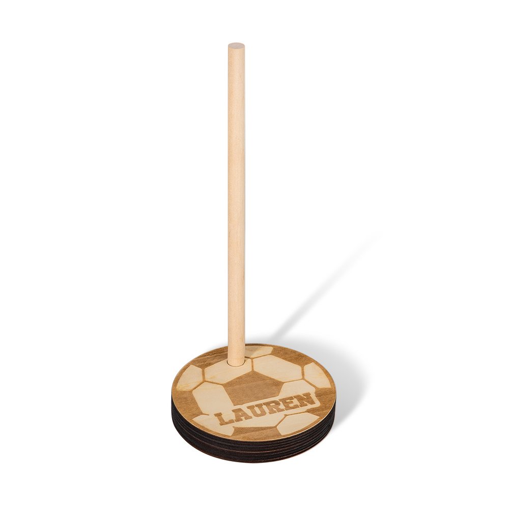 Personalised Baseball Football Championship Stacked Detachable Wood Ring Holder with Engraved Name Number Birthday Gift for Sports Lover