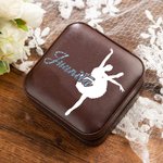Boîte à bijoux en cuir personnalisée avec nom en paillettes Accessoire de voyage portable Cadeau d'anniversaire pour Ballerine Amoureux de la danse