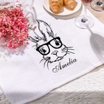 Toalla de cocina personalizada 100% algodón conejito Waffle Super Absorbente con nombre Regalo de Pascua para la familia