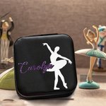 Boîte à bijoux en cuir personnalisée avec nom en paillettes Accessoire de voyage portable Cadeau d'anniversaire pour Ballerine Amoureux de la danse