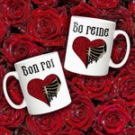 Paire de Mugs Gothiques Personnalisées avec Motif et Titre Son Roi et Sa Reine Cadeau d'Anniversaire St Valentin pour Couple