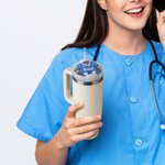 Topper personalizzato multicolore in uniforme medica da campo con stampa 3D per bicchiere Stanley da 30 oz 40 oz Regalo per il medico infermiere