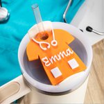 Topper personalizzato multicolore in uniforme medica da campo con stampa 3D per bicchiere Stanley da 30 oz 40 oz Regalo per il medico infermiere