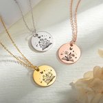 Collier à Personnaliser avec Fleurs de Naissance et Texte Collier avec Livre Ouvert et Papillon Cadeau d'Anniversaire pour Femme