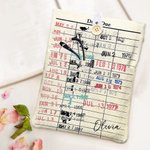 Gepersonaliseerde Retro Datum Boekomslag met Front Pocket en Naam Verjaardag Terug naar School Cadeau voor Boekenliefhebbers Bibliothecaris