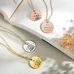 Collier à Personnaliser avec Fleurs de Naissance et Texte Collier avec Livre Ouvert et Papillon Cadeau d'Anniversaire pour Femme