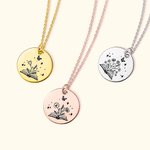 Collier à Personnaliser avec Fleurs de Naissance et Texte Collier avec Livre Ouvert et Papillon Cadeau d'Anniversaire pour Femme