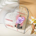 Spersonalizowana tabliczka akrylowa z imieniem i postaciami z linii Love You Complete Me Heart dla pary na rocznicę i walentynki