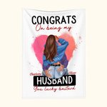 Personalized Heart Congrats On Being My Husband Fleece Sherpa Soft Blanket Gift for Couple