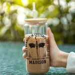 Personalisierte Flying Dragon 20oz Lebensmittelqualität Glas Becher mit Deckel und Strohhalm Geburtstag Geschenk für Buchliebhaber Leser