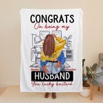 Personalized Living Room Congrats On Being My Husband Fleece Sherpa Soft Blanket Gift for Couple