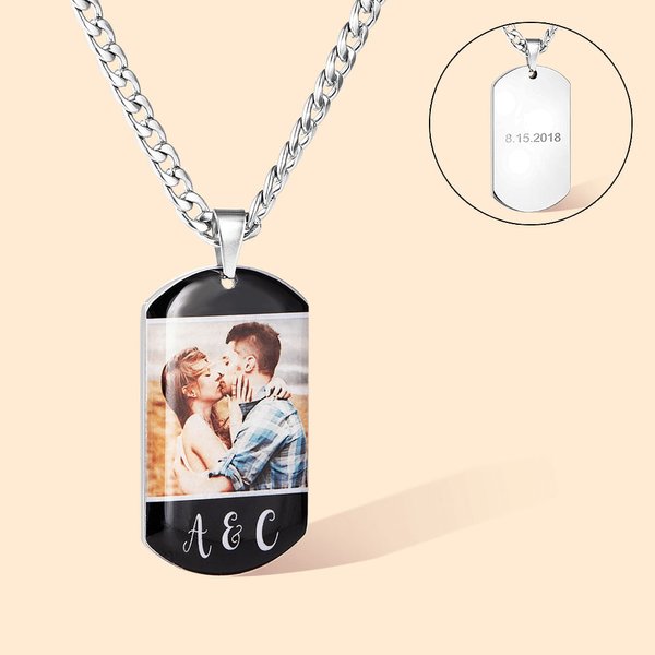 Collage di foto personalizzate 1-4 Collana per cani con testo Compleanno San Valentino Regalo per la festa del papà per gli uomini