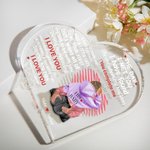 Spersonalizowana tabliczka akrylowa z imieniem i postaciami z linii Love You Complete Me Heart dla pary na rocznicę i walentynki