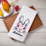 Toalla de cocina personalizada 100% algodón conejito Waffle Super Absorbente con nombre Regalo de Pascua para la familia