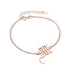 Bracciale gotico personalizzato con iniziali in inglese antico Regalo di compleanno per la festa della mamma per le donne
