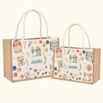 Gepersonaliseerde Naaithema Jute boodschappentas met naam Verjaardag Moederdag cadeau voor naailiefhebber