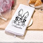 Toalla de cocina personalizada 100% algodón conejito Waffle Super Absorbente con nombre Regalo de Pascua para la familia