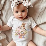 Gepersonaliseerd gebloemd Bunny Kid T-shirt Baby Onesie met naam Kinderen Paaskostuum Verjaardag Vakantiegeschenk voor Kid Newborn