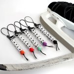 Personalized Silica Gel Hockey Skate Bag Tag with Letter Beads and Colorful Round Bead Sport Theme Name Keychain Gift for Hockey Player Lover