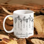 Personalized Love Grows Here Birth Flower 11oz Ceramic Mug with Name Mother's Day Gift for Grandma Mother