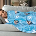 Gepersonaliseerde Multicolor Zachte Fleece Paw Icon Deken met 1-3 Foto's Verjaardagscadeau voor huisdierliefhebber