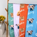 Gepersonaliseerde Multicolor Zachte Fleece Paw Icon Deken met 1-3 Foto's Verjaardagscadeau voor huisdierliefhebber
