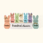 Personalized Easter 1-10 Bow Tie Bunnies Wooden Block Set Colourful Naughty Bunny Home Decoration Easter Holiday Gift for Family