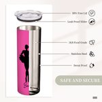 Gobelet personnalisé 20oz Dance Ballerina Silhouette Straight Skinny Tumbler avec nom et paille Anniversaire Journée de la femme Cadeau pour elle