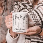 Personalized Love Grows Here Birth Flower 11oz Ceramic Mug with Name Mother's Day Gift for Grandma Mother