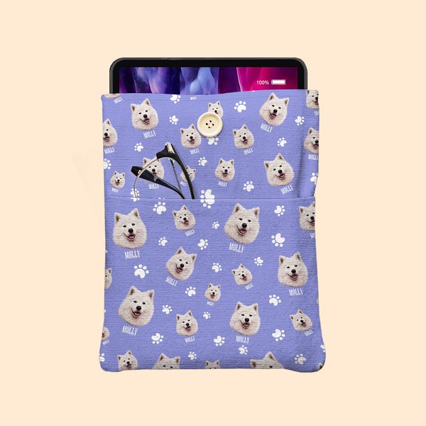 Personalised Colourful Pet Paw Bone Print Photo Book Sleeve Book Cover Protector with Photo Name and Pocket Back to School Gift for Reader Pet Lover