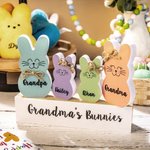 Personalized Easter 1-10 Bow Tie Bunnies Wooden Block Set Colourful Naughty Bunny Home Decoration Easter Holiday Gift for Family