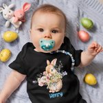 Gepersonaliseerd gebloemd Bunny Kid T-shirt Baby Onesie met naam Kinderen Paaskostuum Verjaardag Vakantiegeschenk voor Kid Newborn