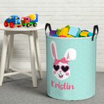 Cesto portabiancheria personalizzato Happy Bunny Cesto portabiancheria di grande capacità impermeabile Libro dei giocattoli Uovo di Pasqua Organizzato