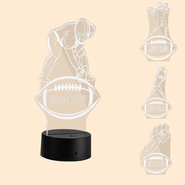 Personalisierte Fußballspieler Illusion LED-Nachtlicht Diverse Farben wechseln mit Fernbedienung & Touch Raumdekoration Geburtstagsgeschenk für Fußball-Liebhaber