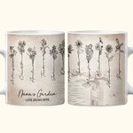 Personalized Love Grows Here Birth Flower 11oz Ceramic Mug with Name Mother's Day Gift for Grandma Mother